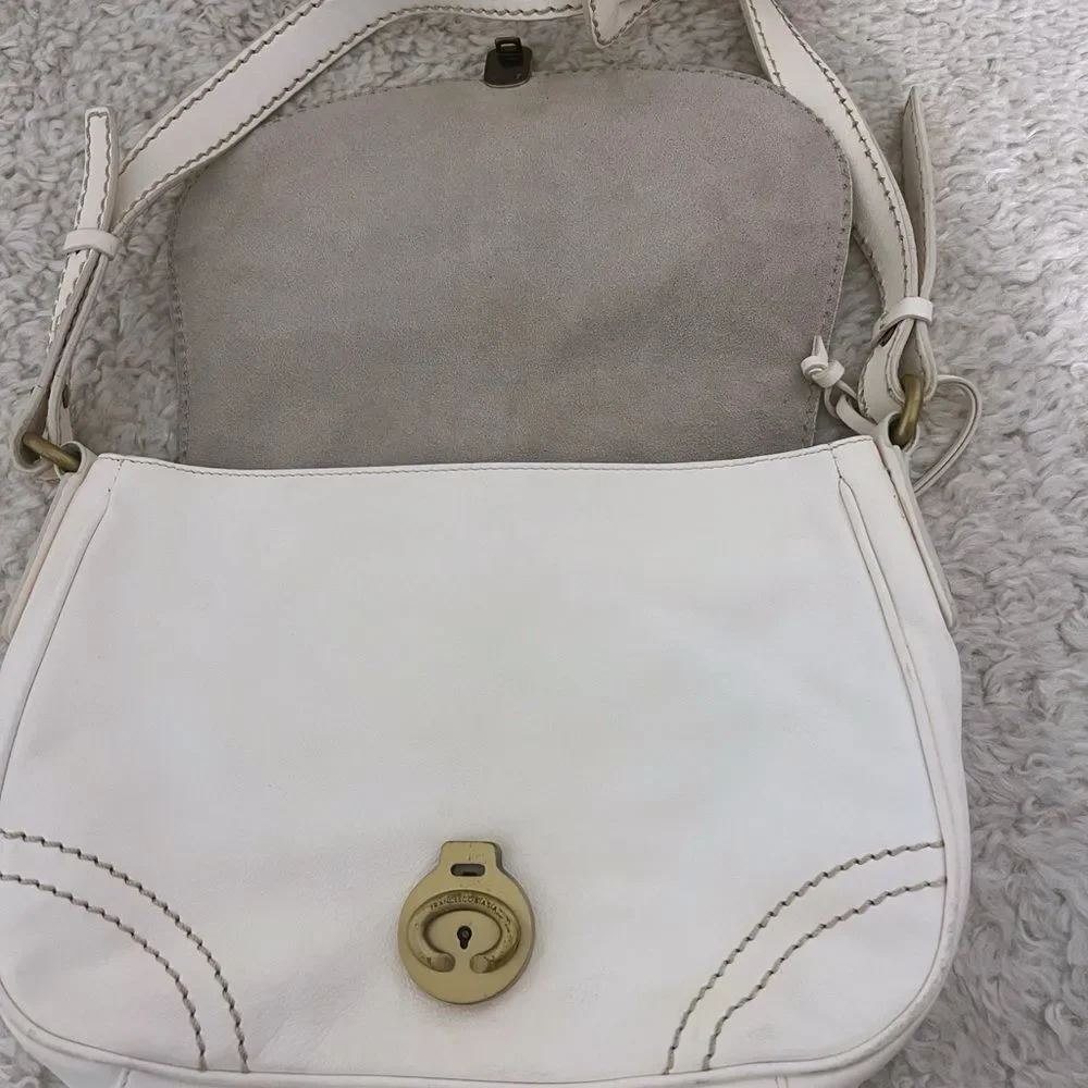 Francesco Biasia Shoulder Handbag Purse Cream Leather